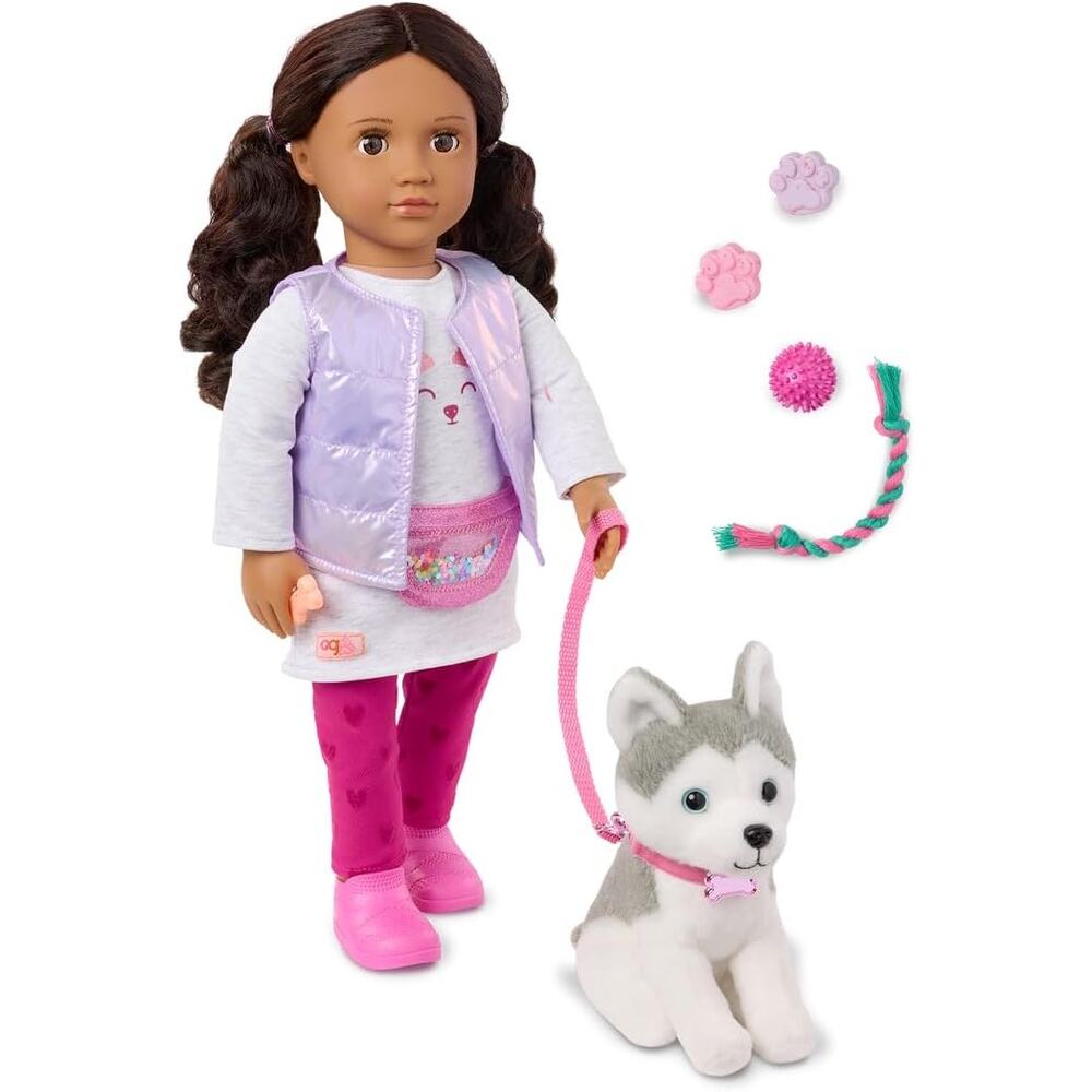 Our Generation Estella and Evi 18" Doll and Pet Puppy Set NWT